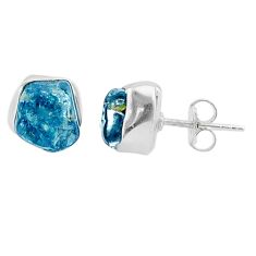 7.74cts natural london blue topaz rough 925 sterling silver earrings u30478