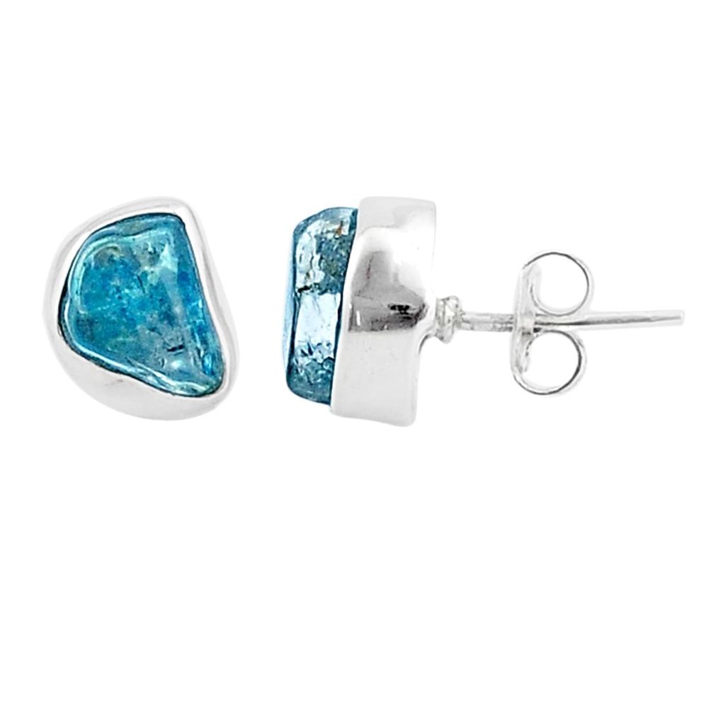 6.80cts natural london blue topaz rough 925 sterling silver earrings u30479