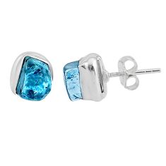 7.72cts natural london blue topaz rough 925 sterling silver earrings u30480