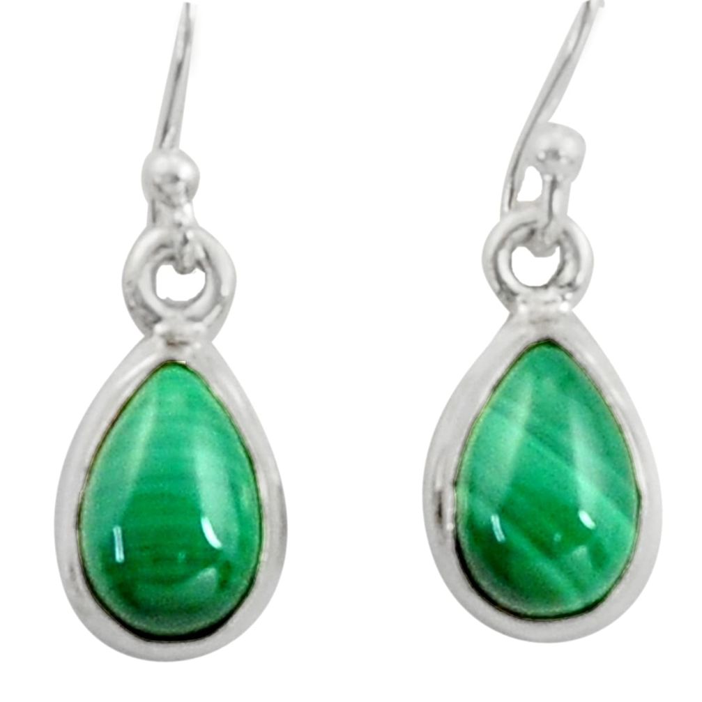 4.93cts natural malachite (pilot's stone) 925 silver dangle earrings r41094