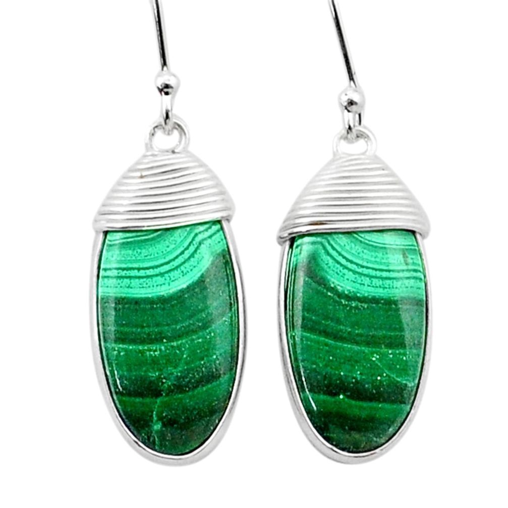 16.91cts natural malachite (pilot's stone) 925 silver dangle earrings u41002