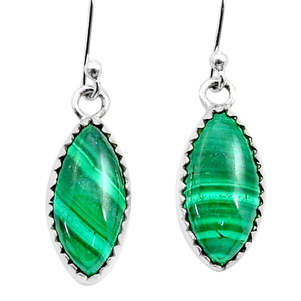 10.56cts natural malachite (pilot's stone) 925 silver dangle earrings u50993