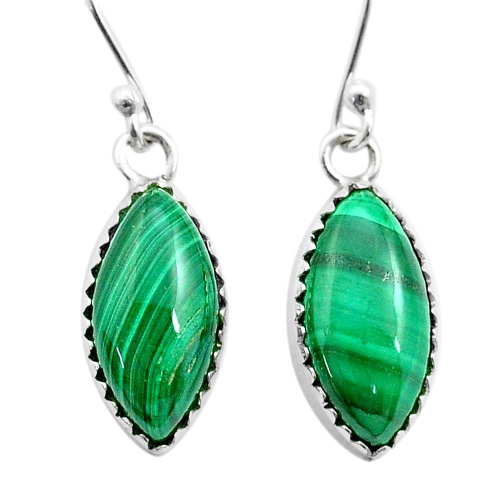 10.10cts natural malachite (pilot's stone) 925 silver dangle earrings u51029