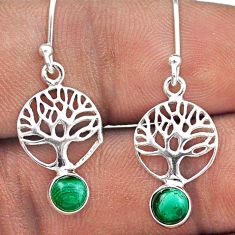 1.65cts natural malachite (pilot's stone) silver tree of life earrings t88687