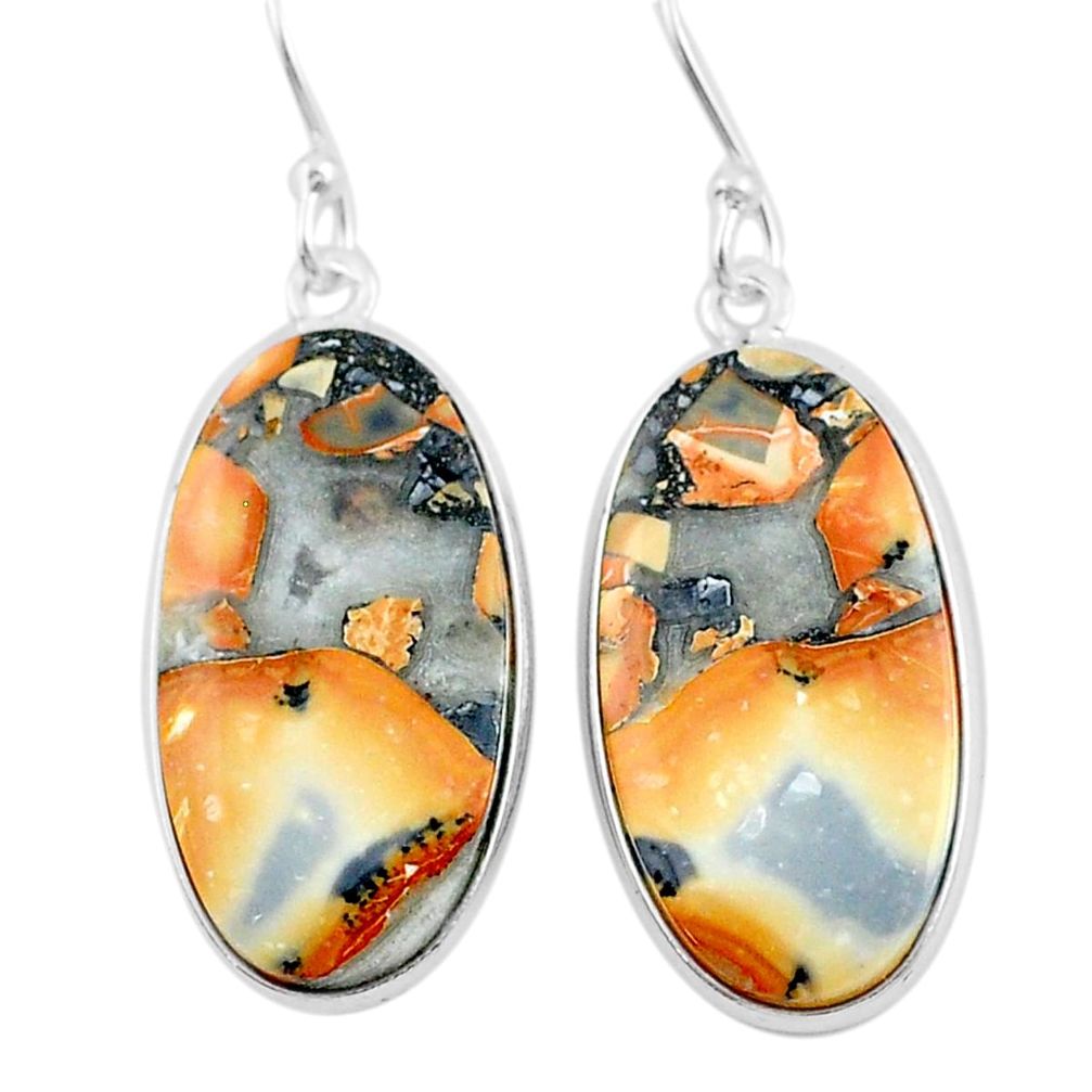 19.34cts natural malinga jasper 925 sterling silver dangle earrings u21567