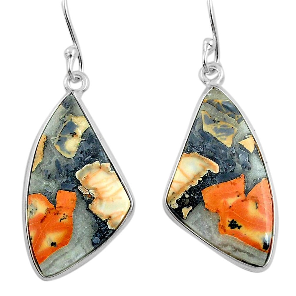 15.86cts natural malinga jasper 925 sterling silver dangle earrings u21589