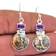 14.78cts natural malinga jasper amethyst sterling silver dangle earrings n46443