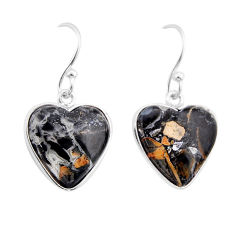 10.50cts natural malinga jasper heart 925 sterling silver dangle earrings y62694