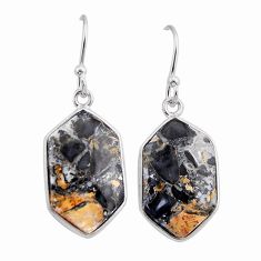 11.56cts natural malinga jasper hexagon 925 sterling silver earrings y62731