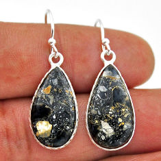11.28cts natural malinga jasper pear 925 sterling silver dangle earrings n31872