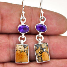 10.03cts natural malinga jasper purple amethyst silver dangle earrings n46356