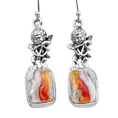 14.17cts natural mexican laguna lace agate 925 silver angel earrings y15318
