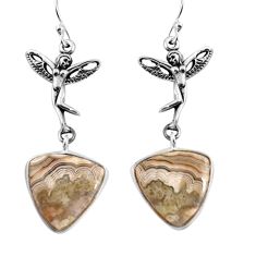 Natural mexican laguna lace agate 925 silver angel wings fairy earrings p91872