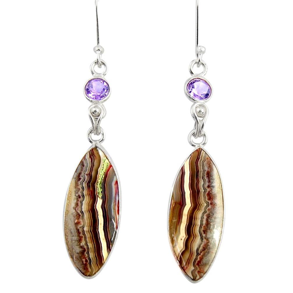 15.34cts natural mexican laguna lace agate 925 silver dangle earrings d39550