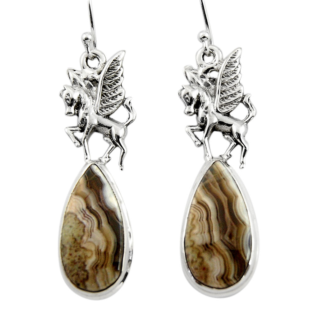 20.71cts natural mexican laguna lace agate 925 silver dangle earrings r45252