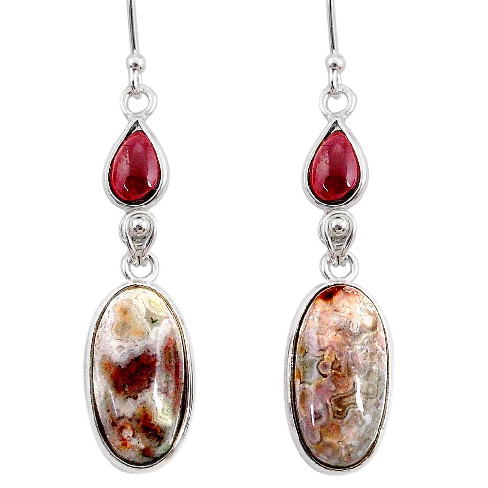 11.93cts natural mexican laguna lace agate 925 silver dangle earrings r68281