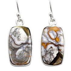 13.66cts natural mexican laguna lace agate 925 silver dangle earrings t60901