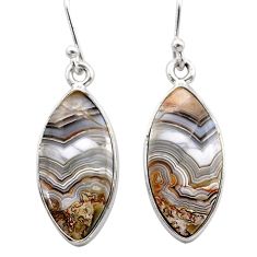 12.70cts natural mexican laguna lace agate 925 silver dangle earrings t60903
