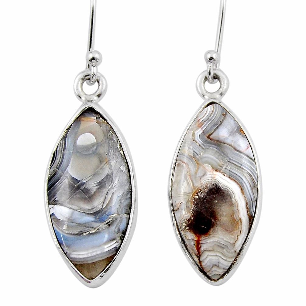 11.26cts natural mexican laguna lace agate 925 silver dangle earrings y43864