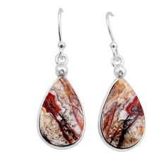 12.23cts natural mexican laguna lace agate 925 silver dangle earrings y62702