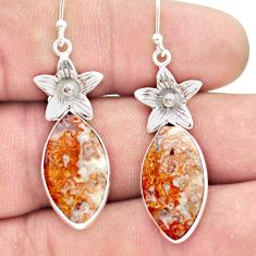 12.19cts natural mexican laguna lace agate 925 silver flower earrings u44676