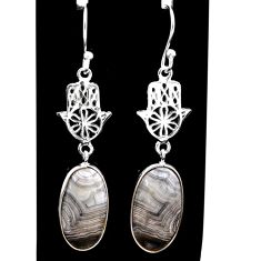 Natural mexican laguna lace agate 925 silver hand of god hamsa earrings t60833