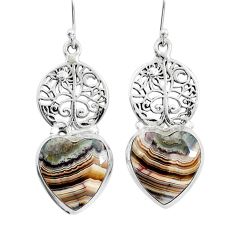 18.18cts natural mexican laguna lace agate silver tree of life earrings y12354