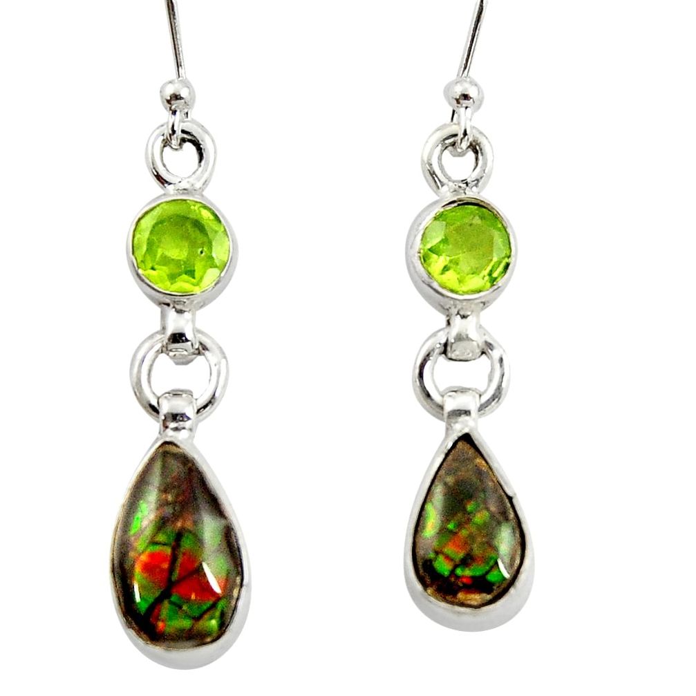 8.75cts natural multi color ammolite (canadian) 925 silver earrings r39553