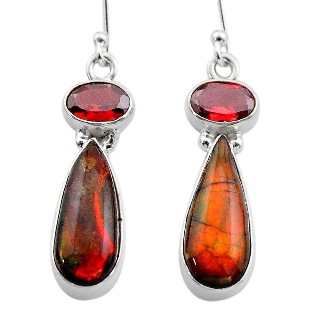 10.02cts natural multi color ammolite (canadian) 925 silver earrings t45281