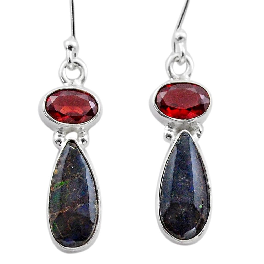 8.73cts natural multi color ammolite (canadian) 925 silver earrings t45289