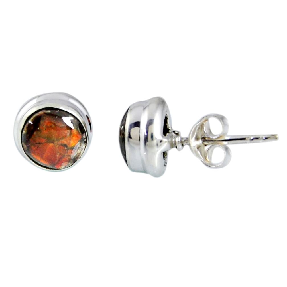 2.48cts natural multi color ammolite (canadian) 925 silver stud earrings r56343