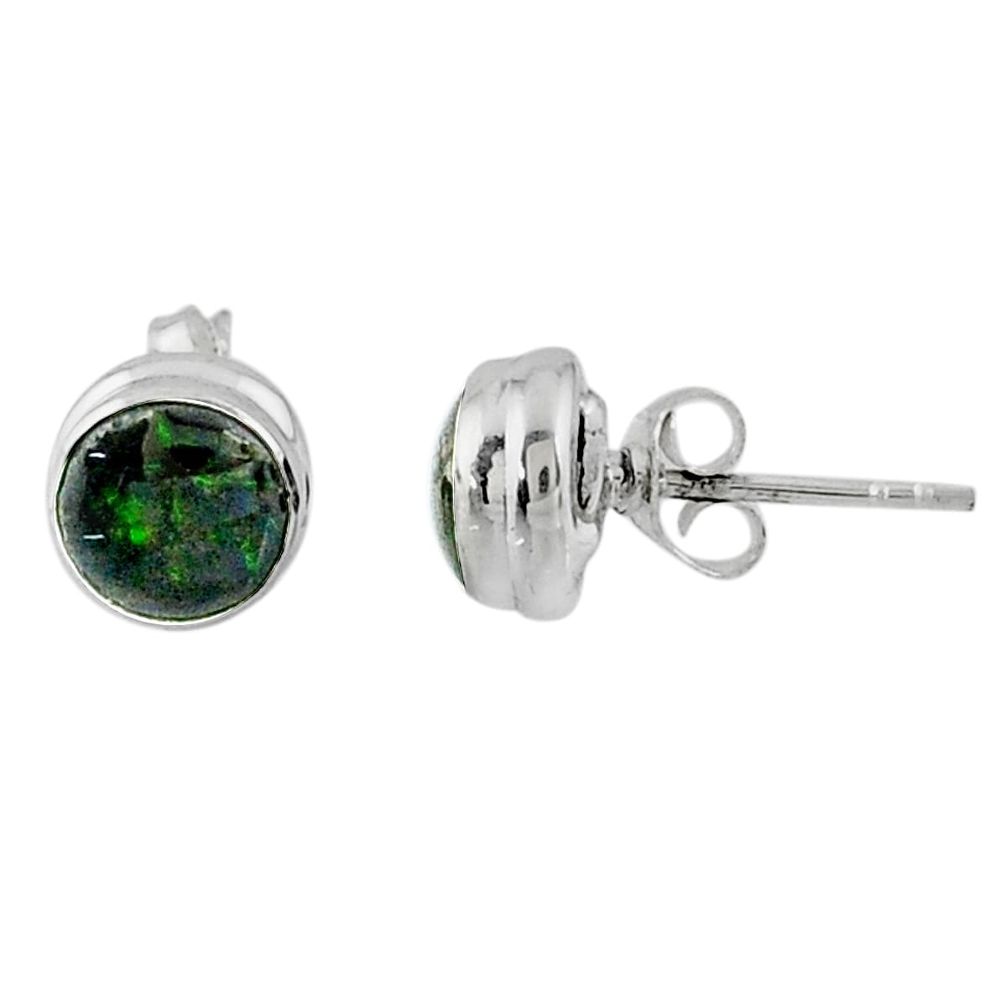 4.60cts natural multi color ammolite (canadian) 925 silver stud earrings r58457