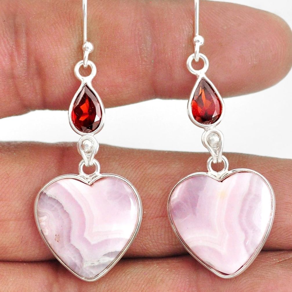 19.76cts natural multi color aragonite garnet 925 silver dangle earrings r86751