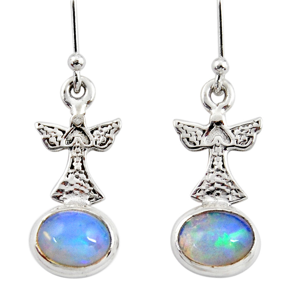 4.19cts natural multi color ethiopian opal 925 silver birds earrings r47477