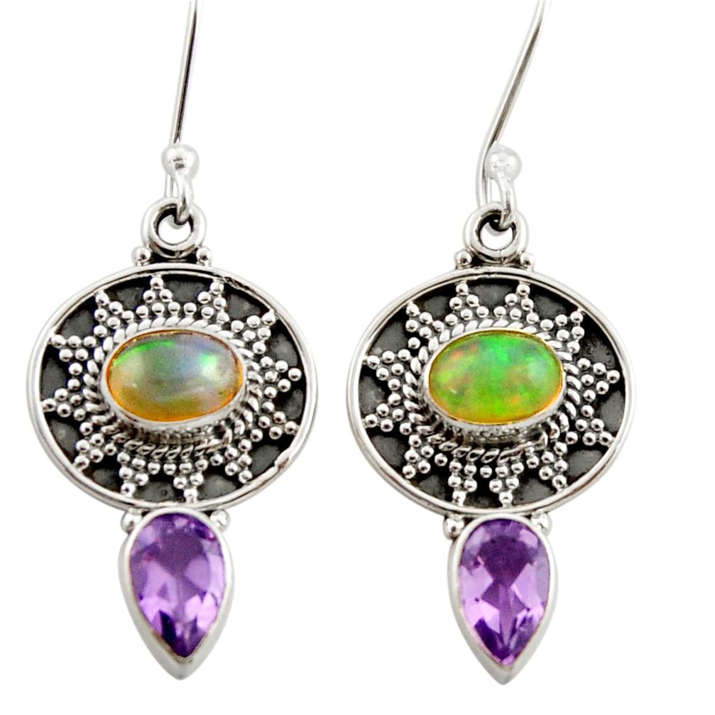 multi color ethiopian opal 925 silver dangle earrings d40661