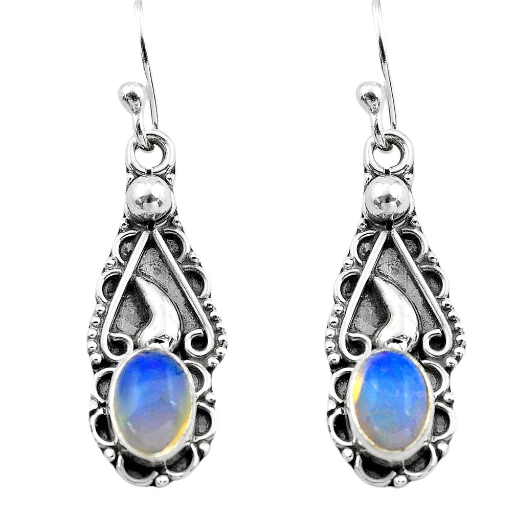 2.82cts natural multi color ethiopian opal 925 silver dangle earrings p80815