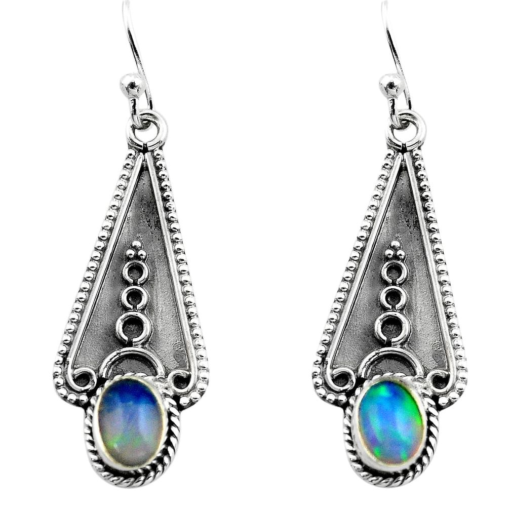 3.06cts natural multi color ethiopian opal 925 silver dangle earrings p80862