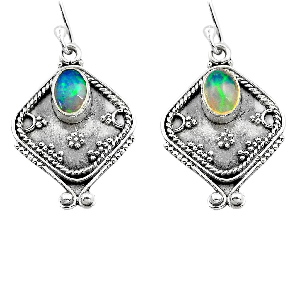 multi color ethiopian opal 925 silver dangle earrings p80869