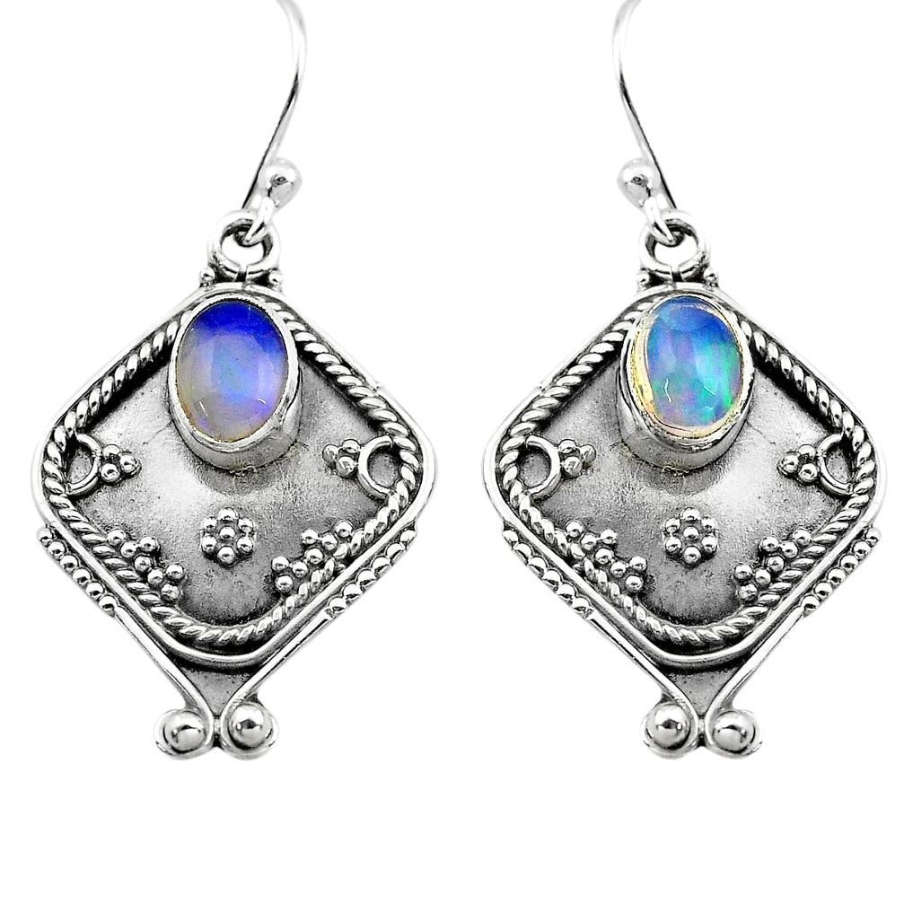 multi color ethiopian opal 925 silver dangle earrings p80876