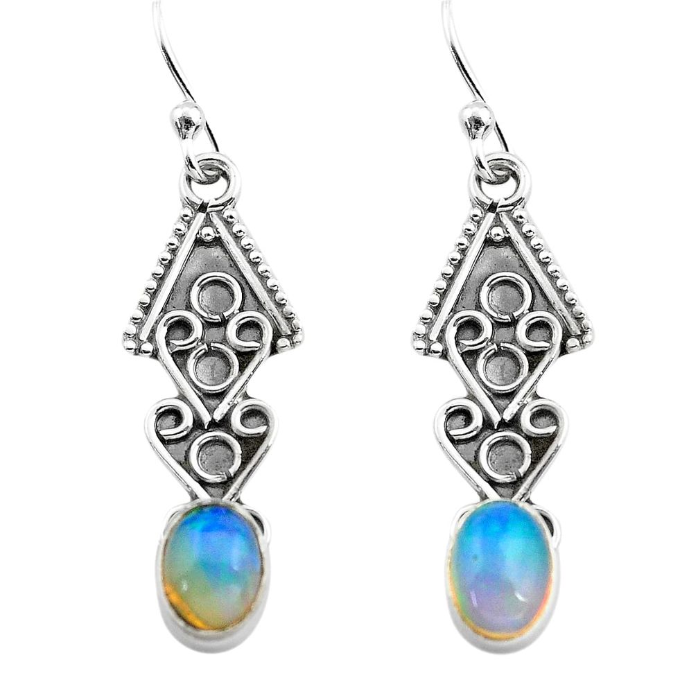 2.71cts natural multi color ethiopian opal 925 silver dangle earrings p80891