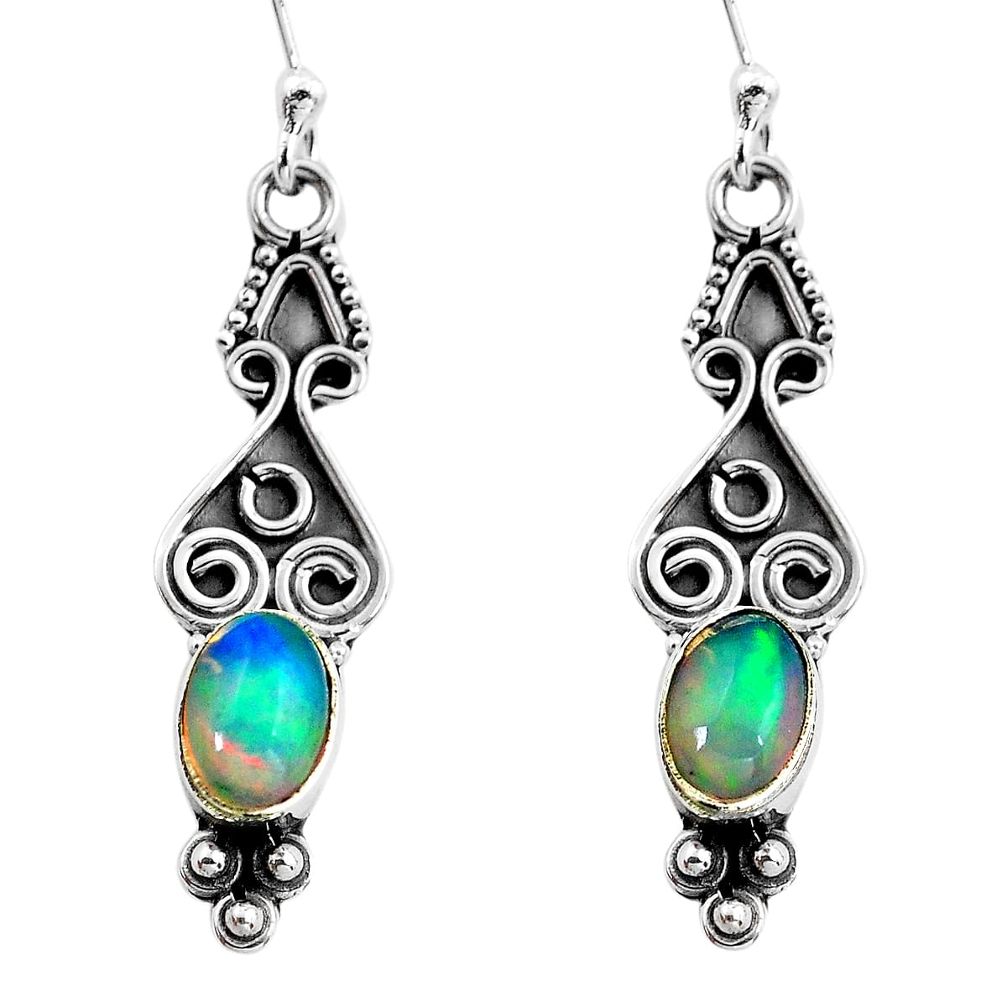 multi color ethiopian opal 925 silver dangle earrings p87629
