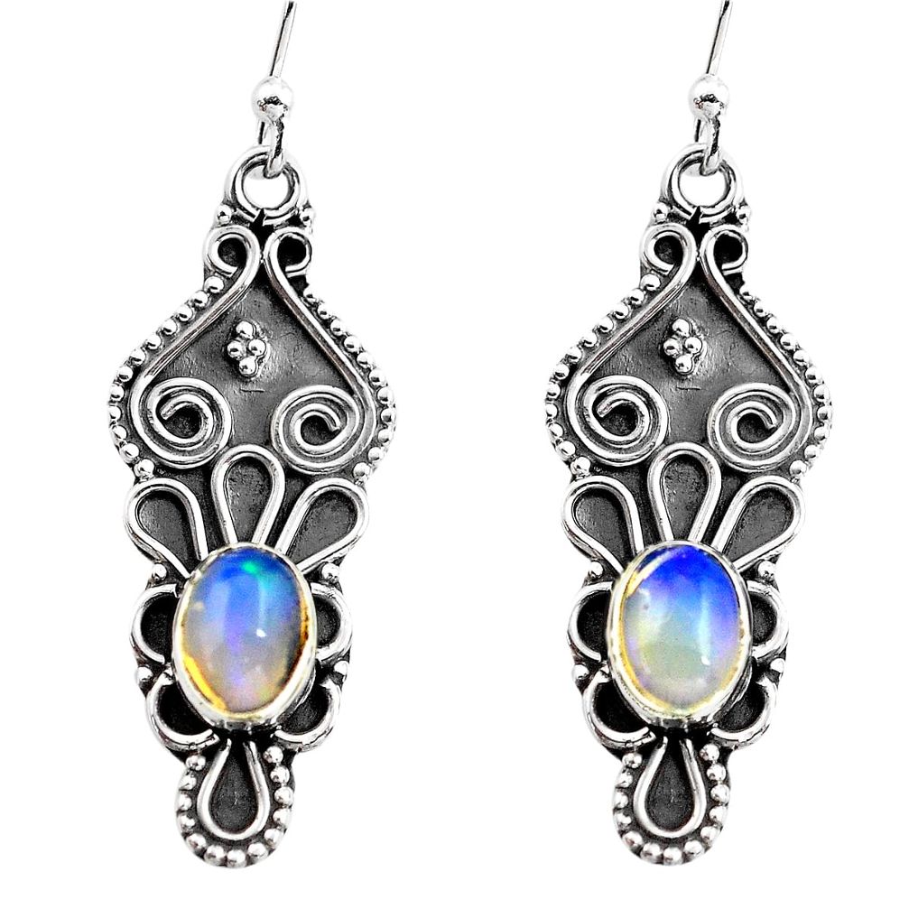 multi color ethiopian opal 925 silver dangle earrings p87649
