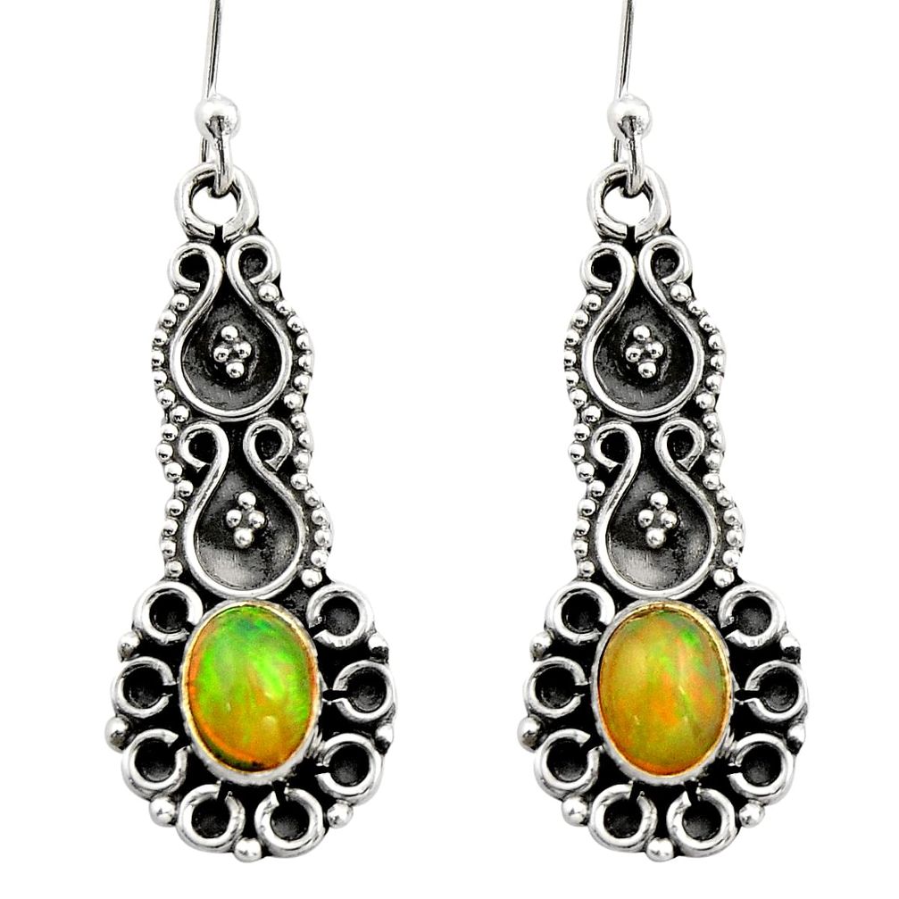 3.44cts natural multi color ethiopian opal 925 silver dangle earrings r21750