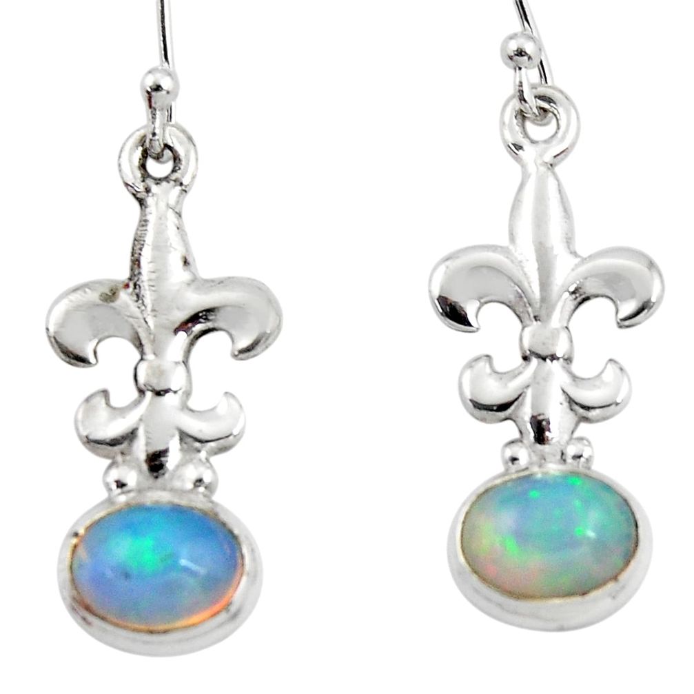 3.89cts natural multi color ethiopian opal 925 silver dangle earrings r47441