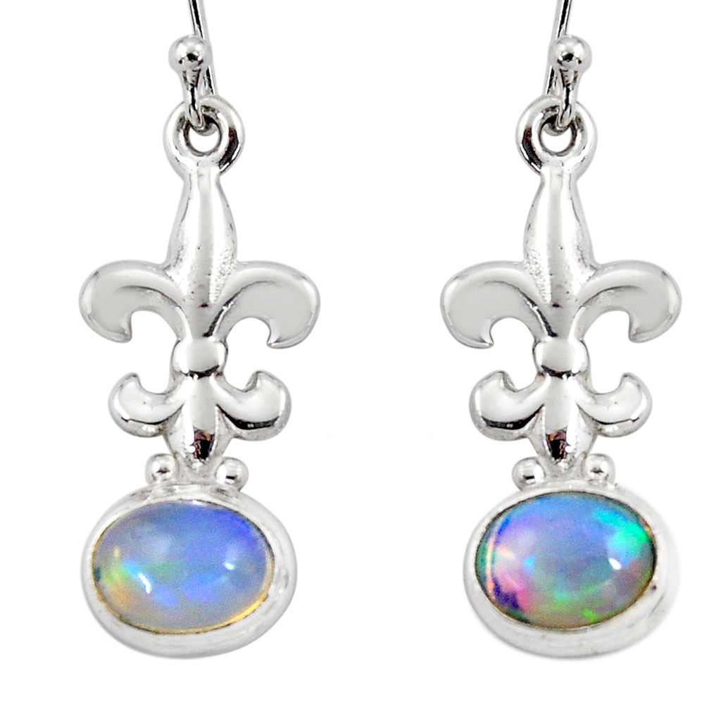 3.95cts natural multi color ethiopian opal 925 silver dangle earrings r47442