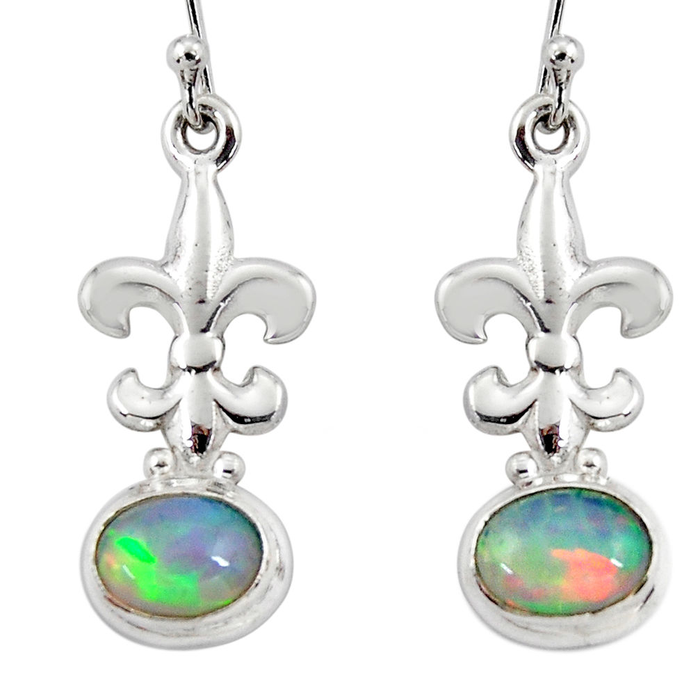 4.39cts natural multi color ethiopian opal 925 silver dangle earrings r47456