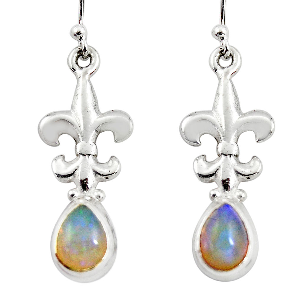4.12cts natural multi color ethiopian opal 925 silver dangle earrings r47461