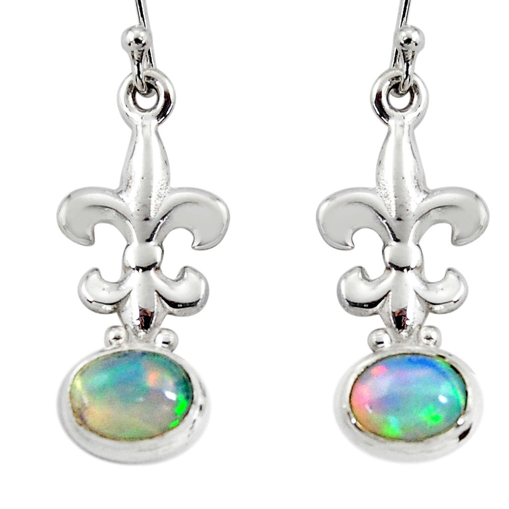 4.92cts natural multi color ethiopian opal 925 silver dangle earrings r51030