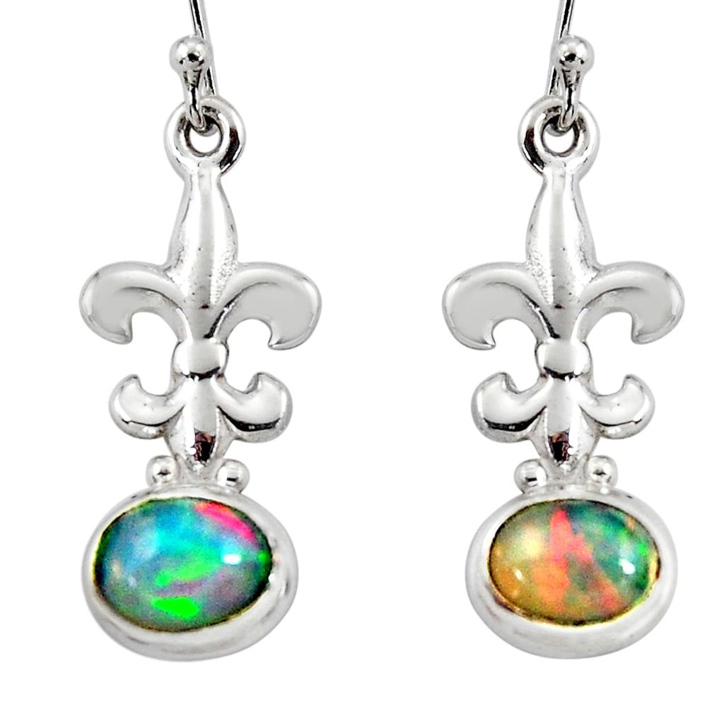 4.02cts natural multi color ethiopian opal 925 silver dangle earrings r51039