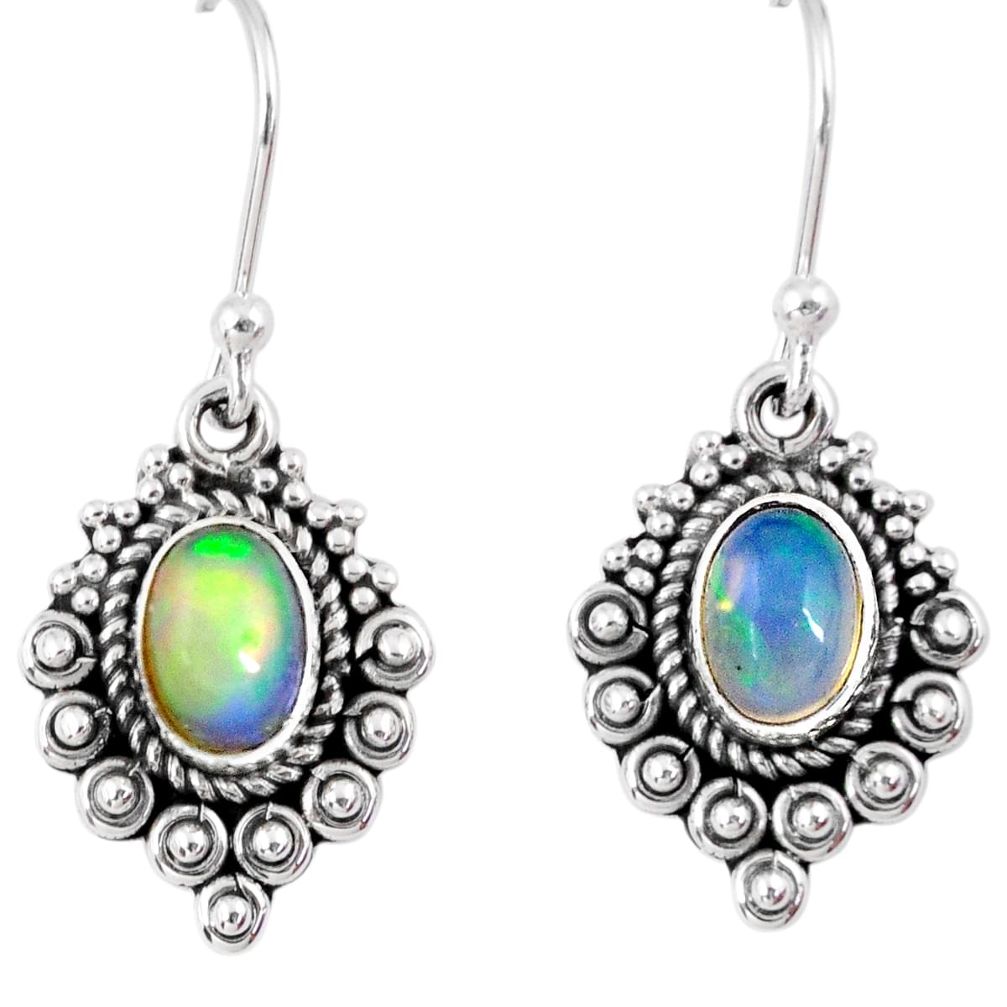 3.07cts natural multi color ethiopian opal 925 silver dangle earrings r55305